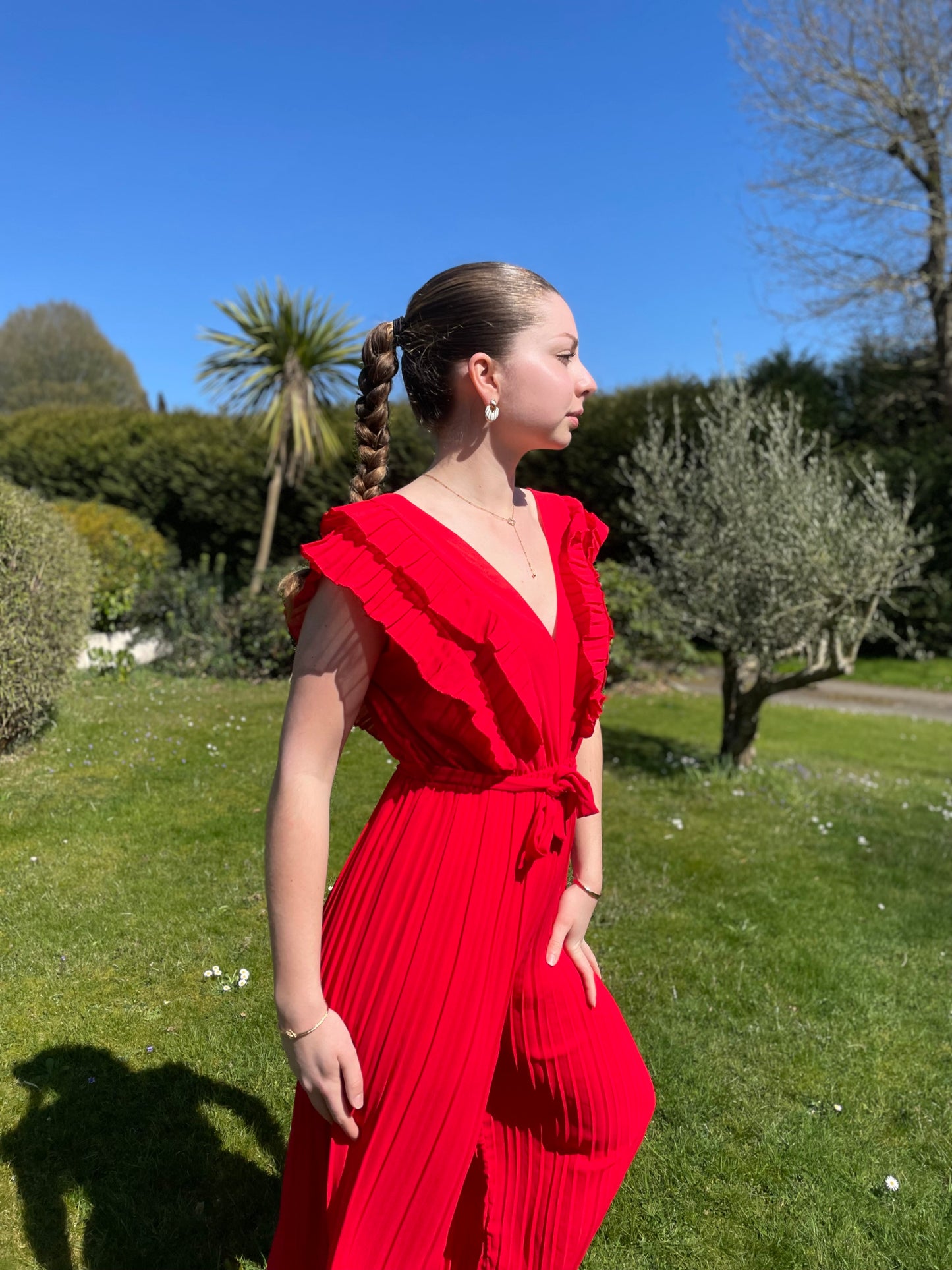 Combinaison plissée Agathe Rouge
