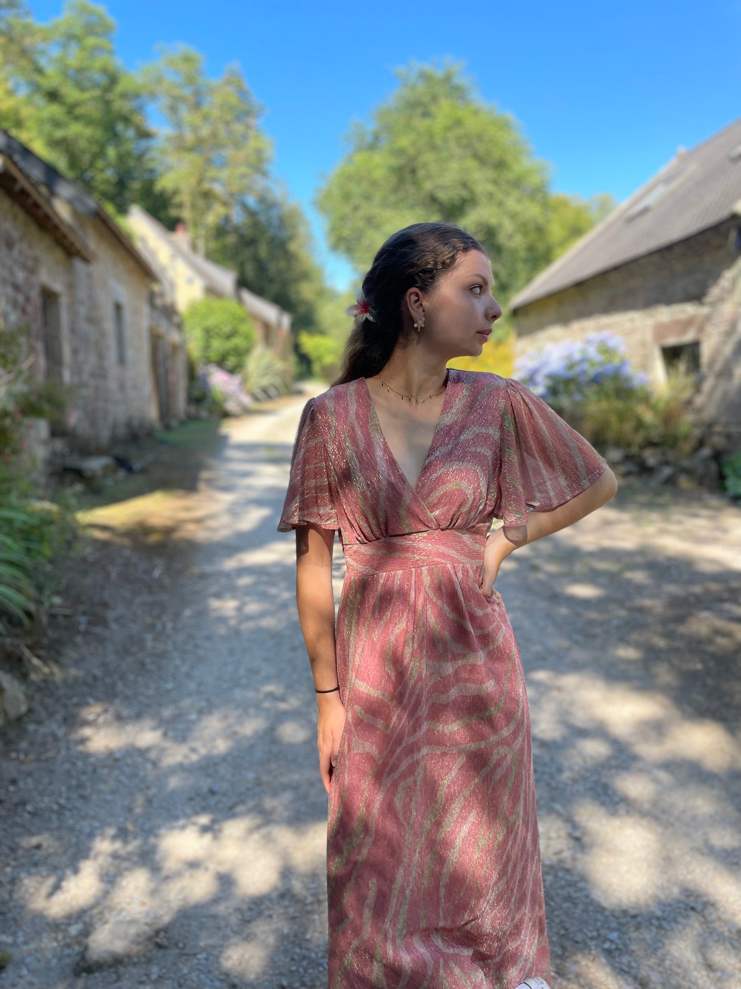Robe longue zèbré