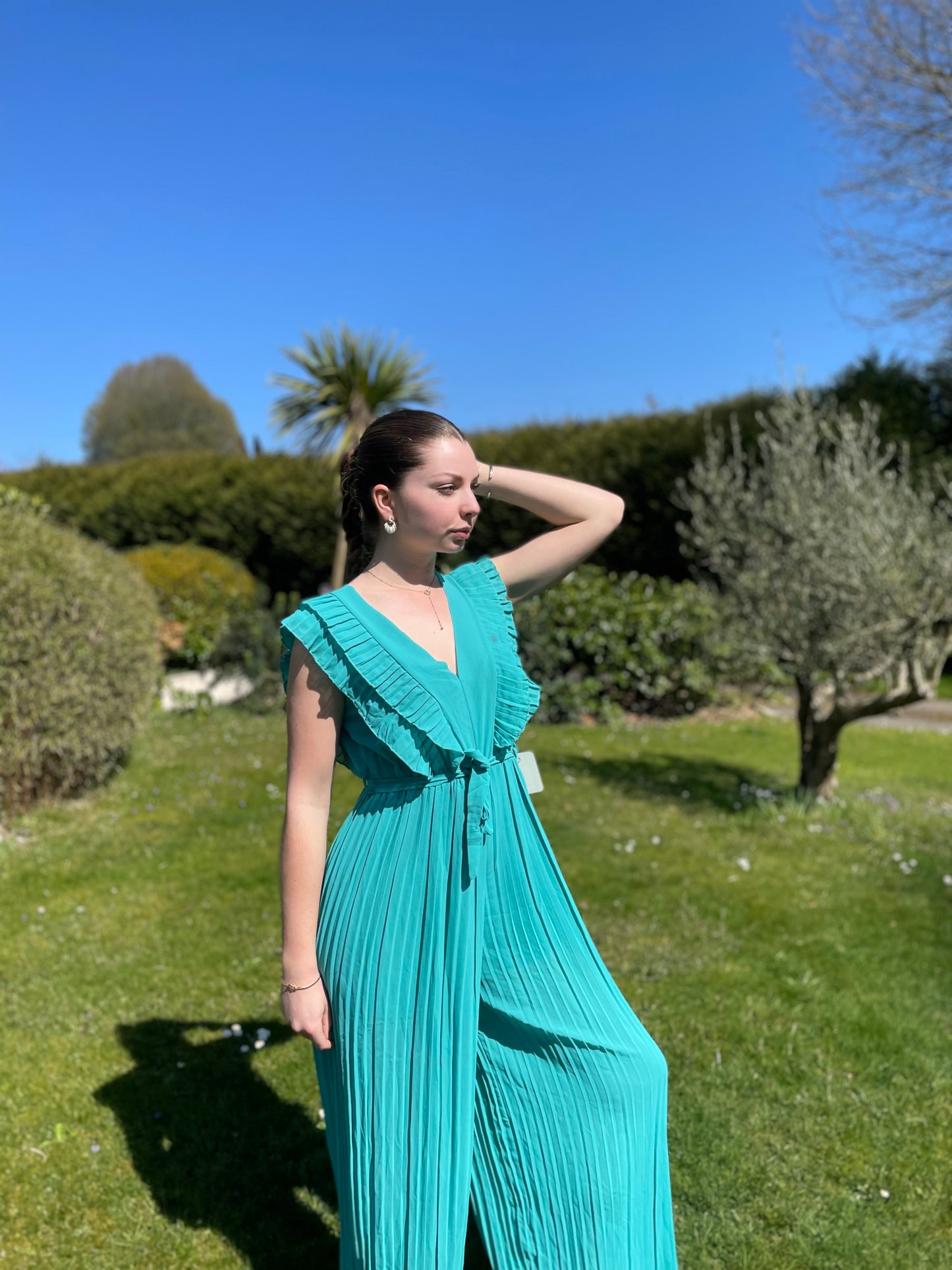 Combinaison plissée Agathe Turquoise