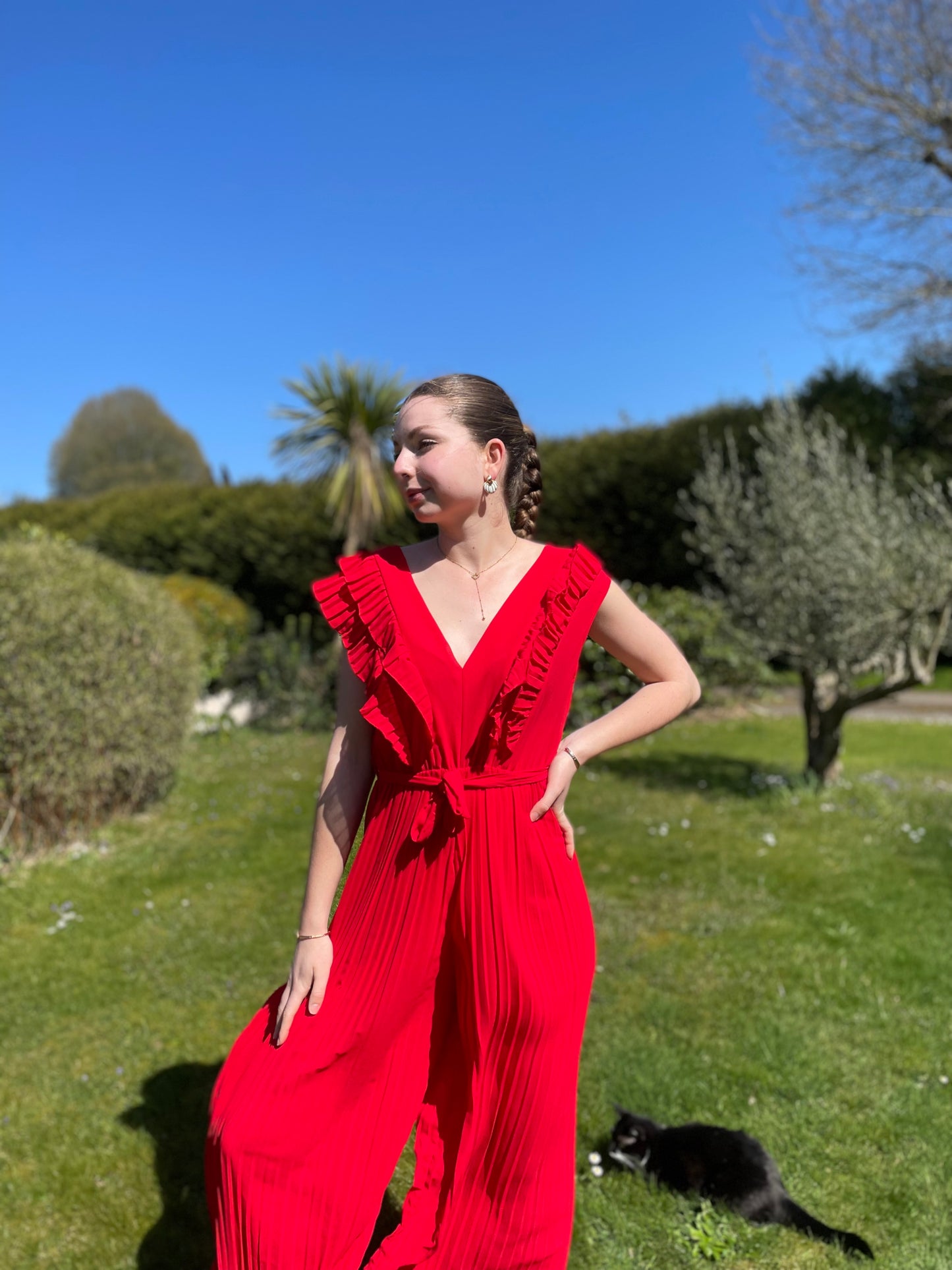 Combinaison plissée Agathe Rouge