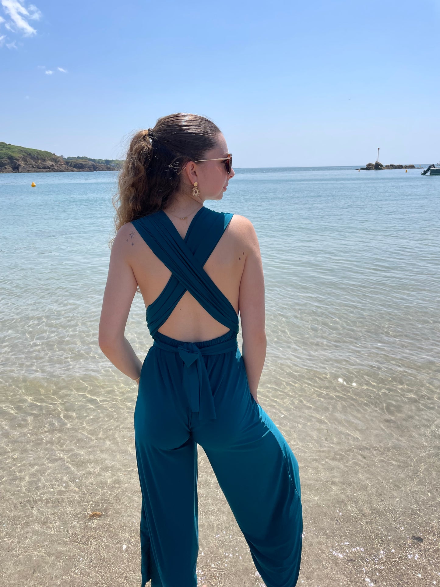 Combi pantalon bleu canard