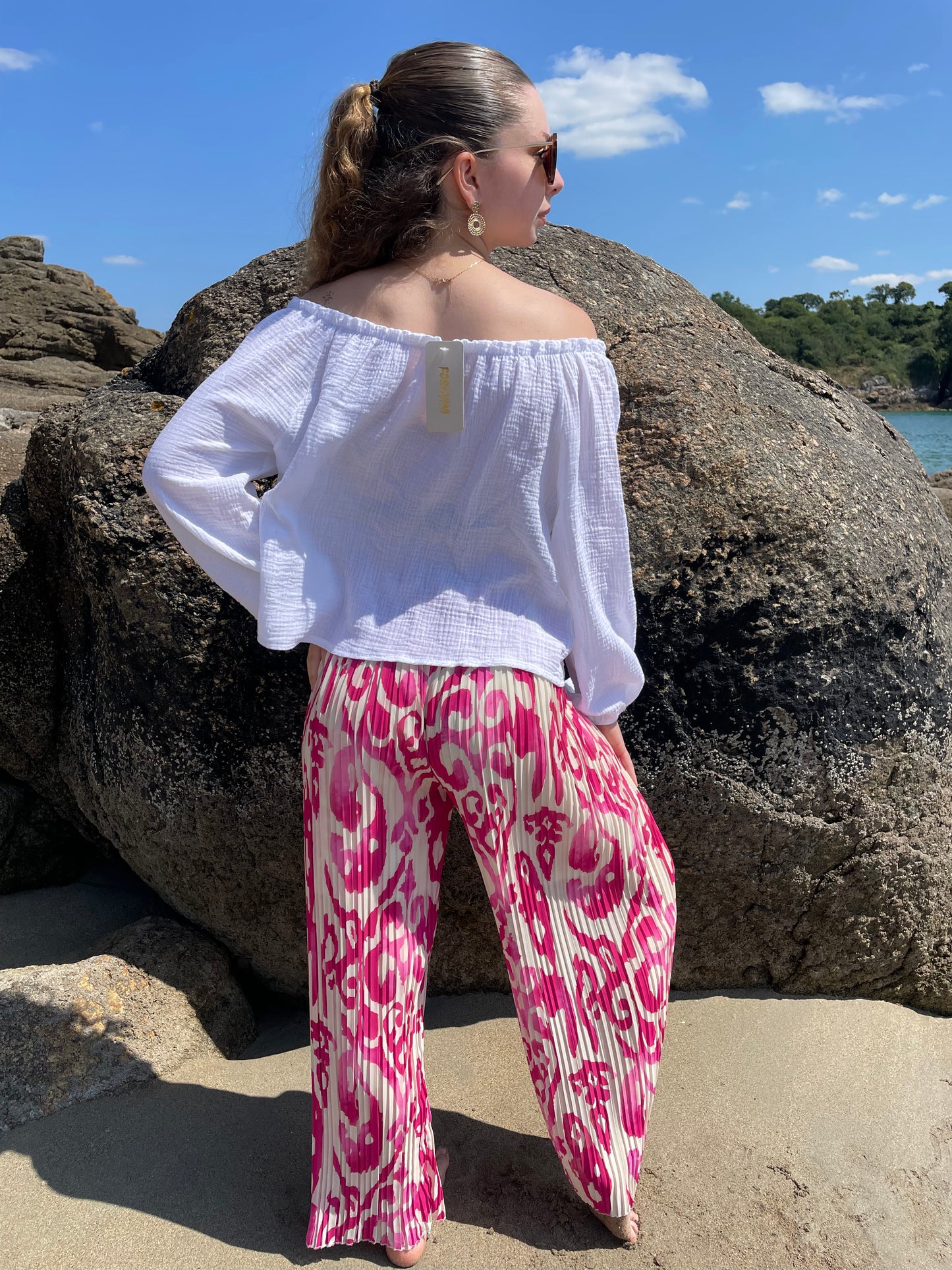 Pantalon plissé rose