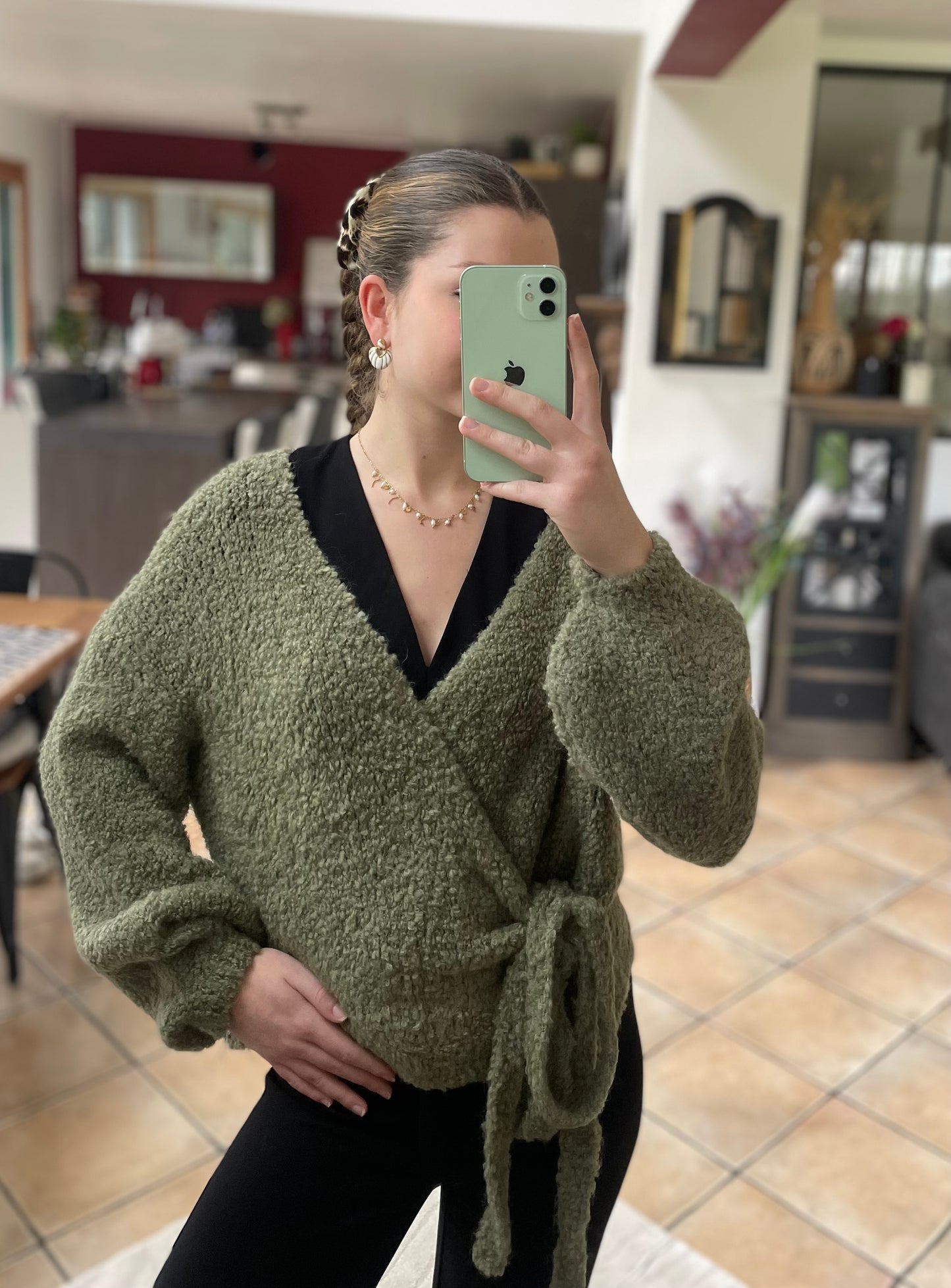 Gilet cache-cœur olive