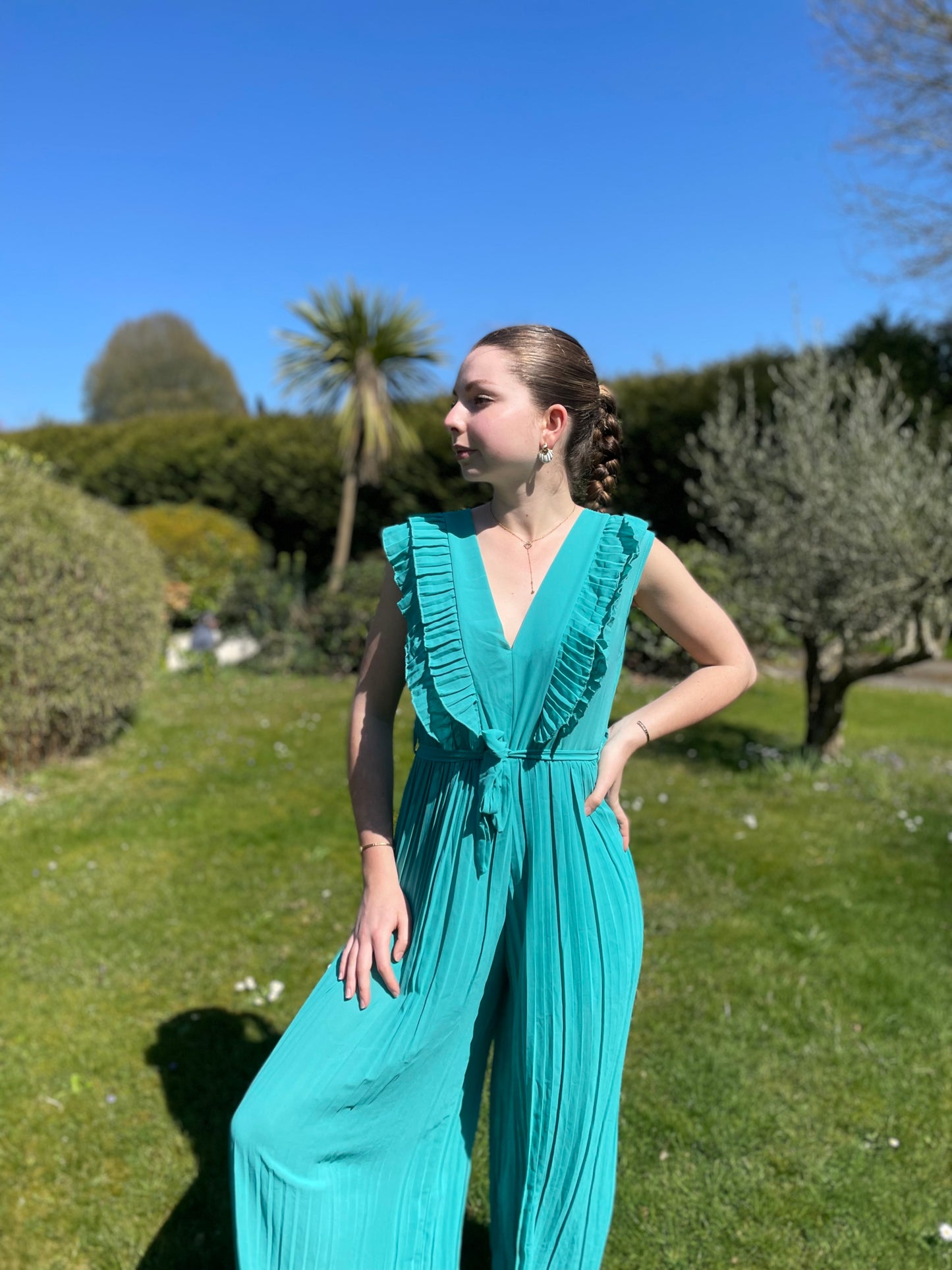 Combinaison plissée Agathe Turquoise