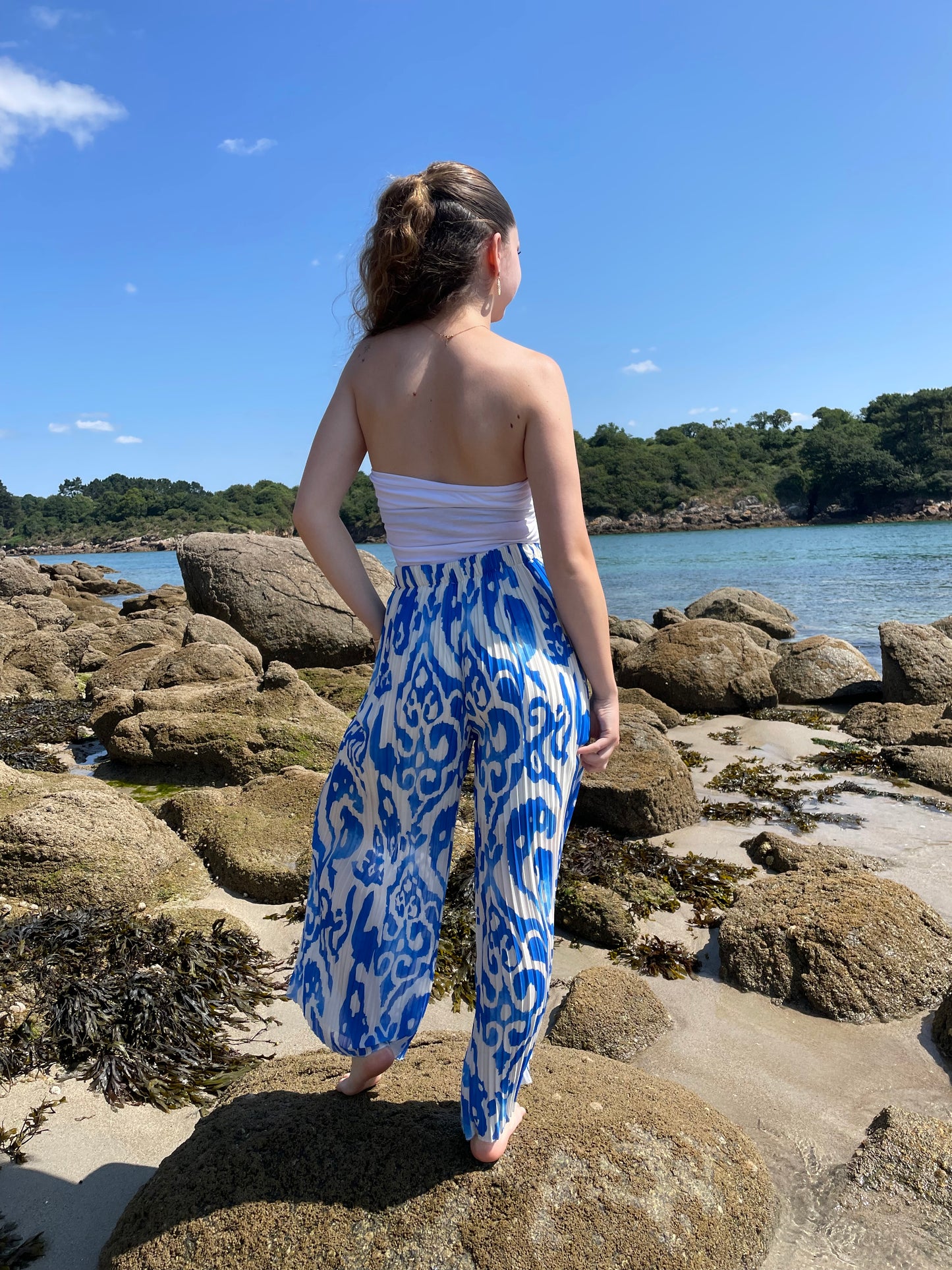 Pantalon plissé bleu roi