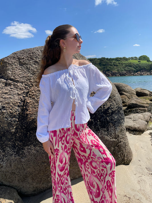Pantalon plissé rose