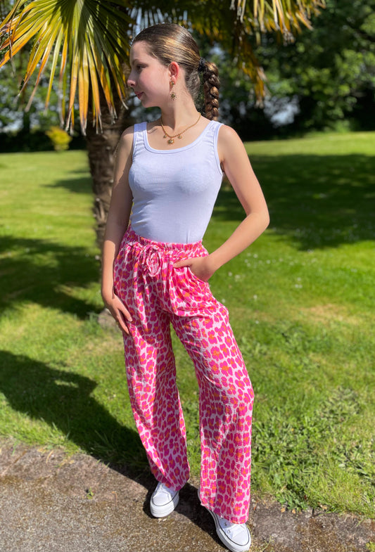Pantalon léopard rose