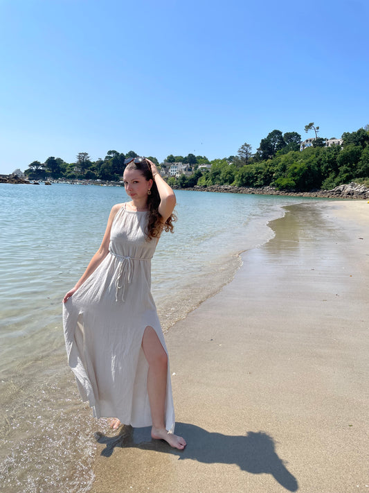 Robe dos nue beige