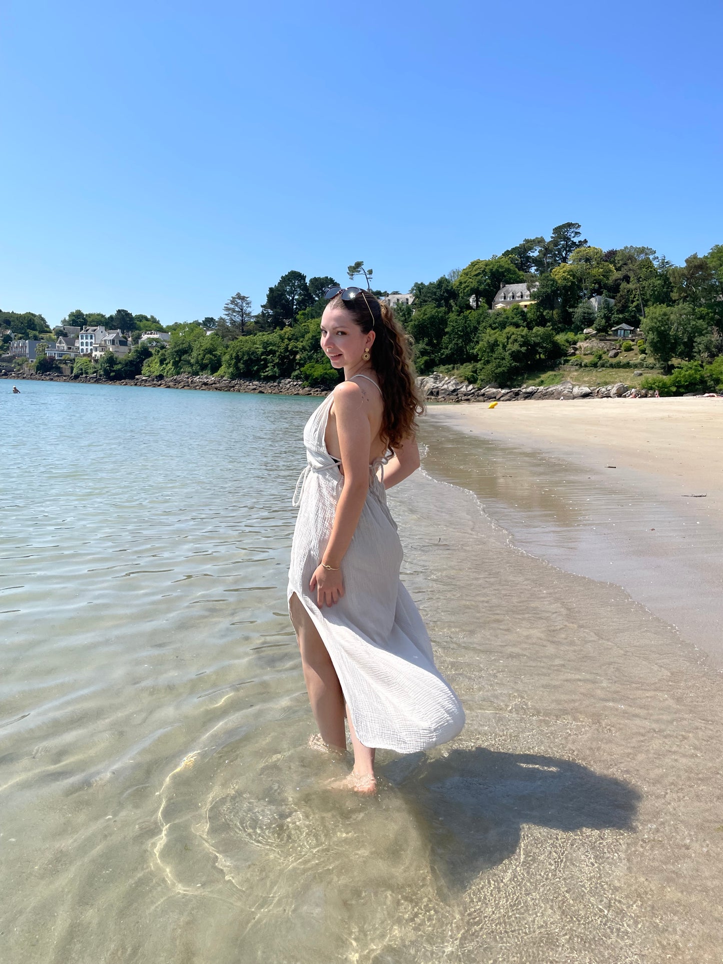 Robe dos nue beige