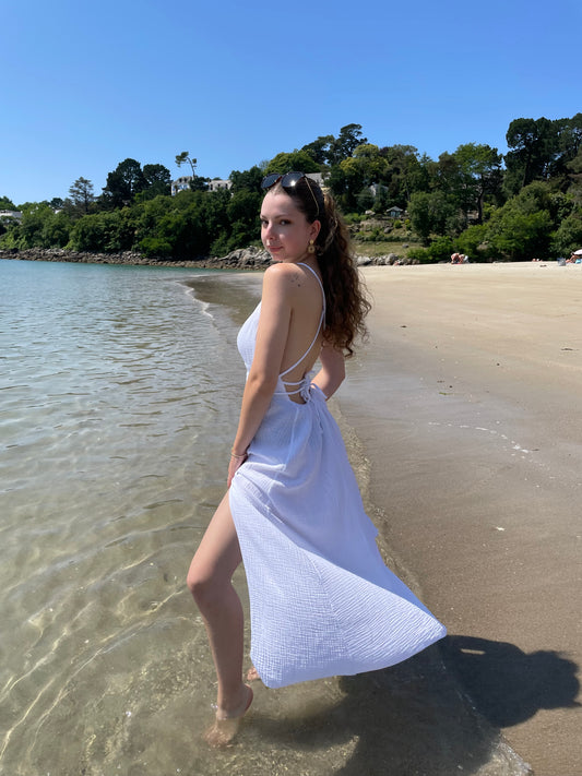 Robe dos nue blanche